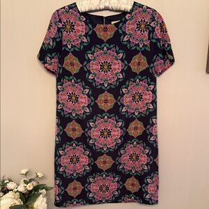 J Crew Floral Patterned Short Sleeve Shift Dress